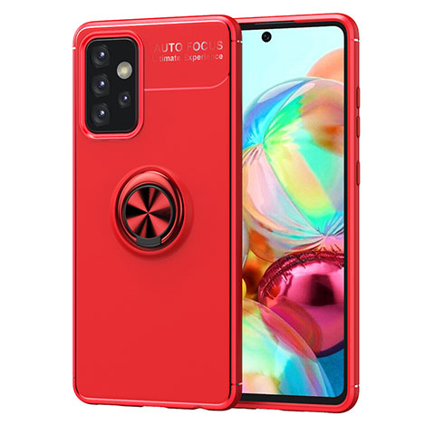 Custodia Silicone Ultra Sottile Morbida Cover con Magnetico Anello Supporto JM1 per Samsung Galaxy A52 4G Rosso