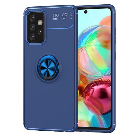 Custodia Silicone Ultra Sottile Morbida Cover con Magnetico Anello Supporto JM1 per Samsung Galaxy A52s 5G Blu