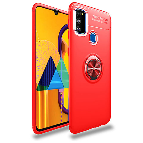 Custodia Silicone Ultra Sottile Morbida Cover con Magnetico Anello Supporto JM1 per Samsung Galaxy M21 Rosso