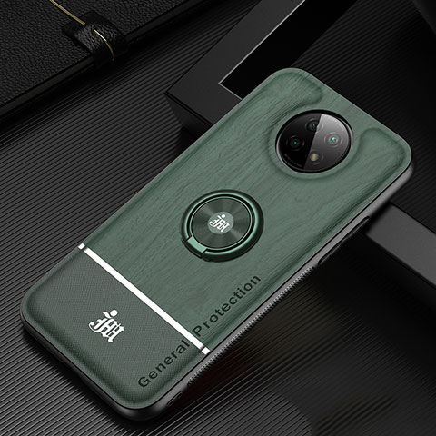 Custodia Silicone Ultra Sottile Morbida Cover con Magnetico Anello Supporto JM1 per Xiaomi Redmi Note 9 5G Verde