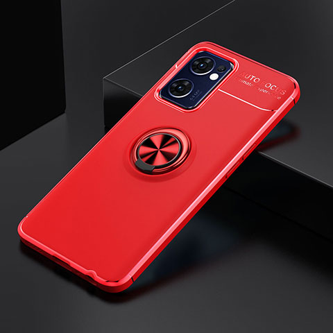 Custodia Silicone Ultra Sottile Morbida Cover con Magnetico Anello Supporto JM2 per OnePlus Nord CE 2 5G Rosso