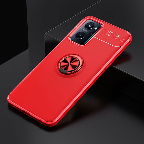 Custodia Silicone Ultra Sottile Morbida Cover con Magnetico Anello Supporto JM2 per Oppo K10 4G Rosso