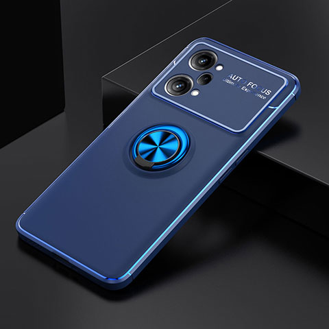 Custodia Silicone Ultra Sottile Morbida Cover con Magnetico Anello Supporto JM2 per Oppo K10 Pro 5G Blu