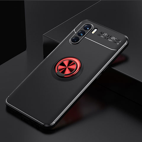 Custodia Silicone Ultra Sottile Morbida Cover con Magnetico Anello Supporto JM2 per Oppo K9 Pro 5G Rosso e Nero