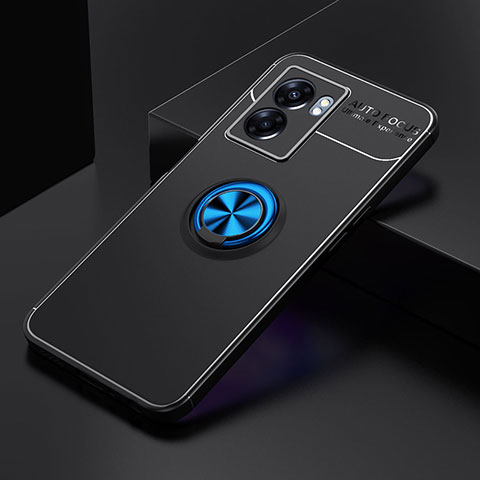 Custodia Silicone Ultra Sottile Morbida Cover con Magnetico Anello Supporto JM2 per Realme V23i 5G Blu e Nero