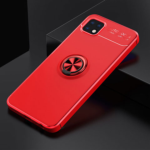 Custodia Silicone Ultra Sottile Morbida Cover con Magnetico Anello Supporto JM2 per Samsung Galaxy F42 5G Rosso