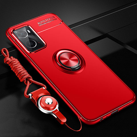 Custodia Silicone Ultra Sottile Morbida Cover con Magnetico Anello Supporto JM3 per Oppo A36 Rosso