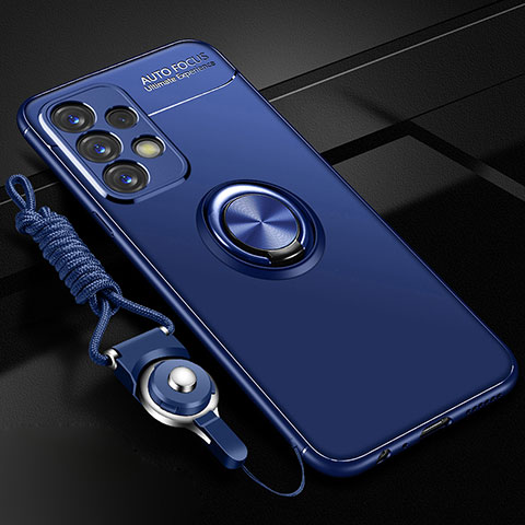 Custodia Silicone Ultra Sottile Morbida Cover con Magnetico Anello Supporto JM3 per Samsung Galaxy A32 4G Blu