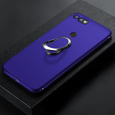 Custodia Silicone Ultra Sottile Morbida Cover con Magnetico Anello Supporto per Huawei Honor V20 Blu