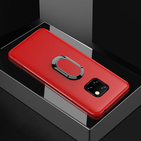 Custodia Silicone Ultra Sottile Morbida Cover con Magnetico Anello Supporto per Huawei Mate 20 Pro Rosso