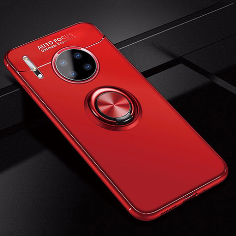 Custodia Silicone Ultra Sottile Morbida Cover con Magnetico Anello Supporto per Huawei Mate 30 Pro 5G Rosso