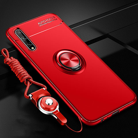 Custodia Silicone Ultra Sottile Morbida Cover con Magnetico Anello Supporto per Huawei P smart S Rosso