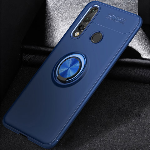 Custodia Silicone Ultra Sottile Morbida Cover con Magnetico Anello Supporto per Huawei P30 Lite New Edition Blu