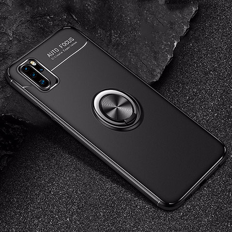 Custodia Silicone Ultra Sottile Morbida Cover con Magnetico Anello Supporto per Huawei P30 Pro Nero