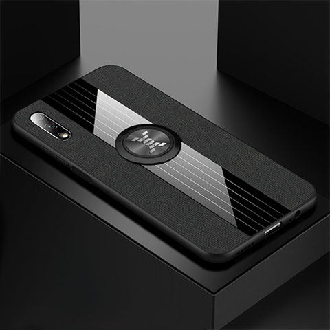 Custodia Silicone Ultra Sottile Morbida Cover con Magnetico Anello Supporto per Huawei Y9 Prime (2019) Nero