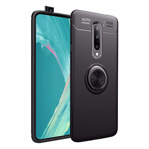 Custodia Silicone Ultra Sottile Morbida Cover con Magnetico Anello Supporto per OnePlus 7 Pro Nero