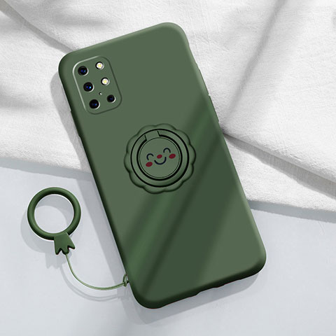 Custodia Silicone Ultra Sottile Morbida Cover con Magnetico Anello Supporto per OnePlus 8T 5G Verde Notte