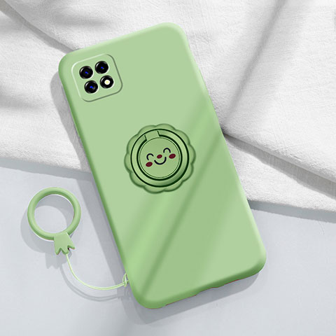 Custodia Silicone Ultra Sottile Morbida Cover con Magnetico Anello Supporto per Oppo A73 5G Verde Pastello