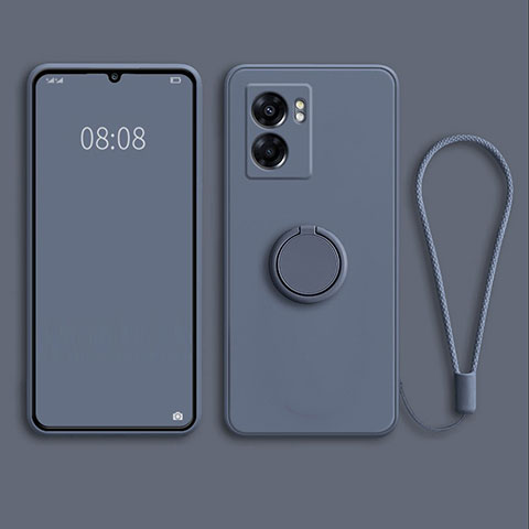 Custodia Silicone Ultra Sottile Morbida Cover con Magnetico Anello Supporto per Oppo A77 5G Grigio Lavanda