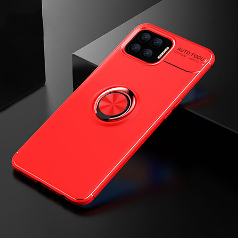 Custodia Silicone Ultra Sottile Morbida Cover con Magnetico Anello Supporto per Oppo A93 Rosso