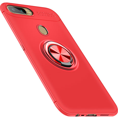 Custodia Silicone Ultra Sottile Morbida Cover con Magnetico Anello Supporto per Oppo AX7 Rosso