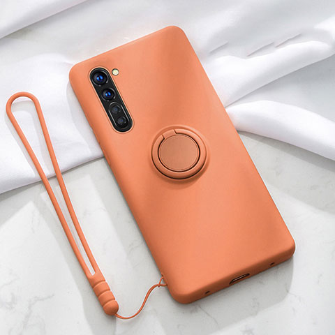 Custodia Silicone Ultra Sottile Morbida Cover con Magnetico Anello Supporto per Oppo F15 Arancione