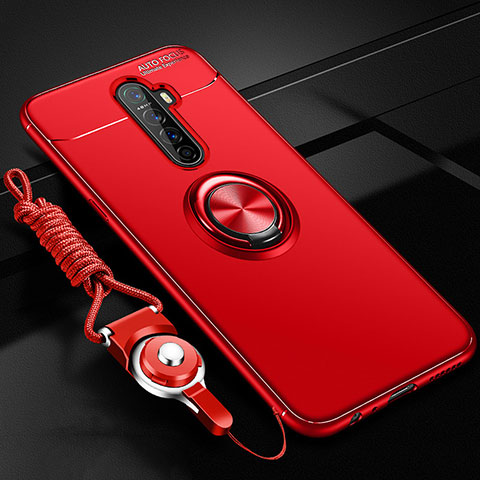 Custodia Silicone Ultra Sottile Morbida Cover con Magnetico Anello Supporto per Oppo Reno Ace Rosso