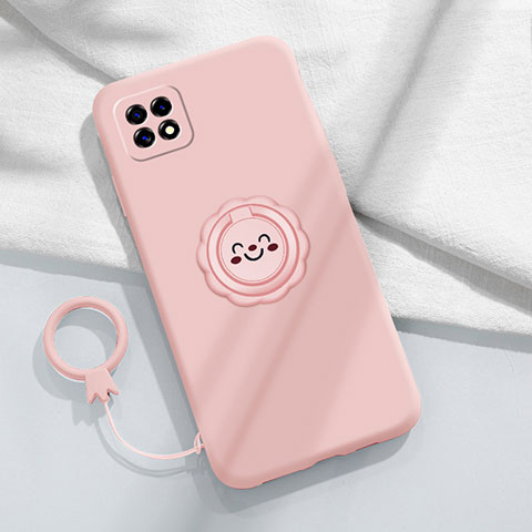 Custodia Silicone Ultra Sottile Morbida Cover con Magnetico Anello Supporto per Oppo Reno4 SE 5G Rosa