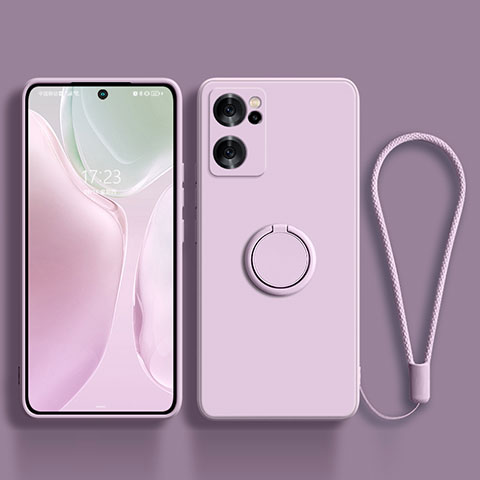 Custodia Silicone Ultra Sottile Morbida Cover con Magnetico Anello Supporto per Oppo Reno7 SE 5G Lavanda