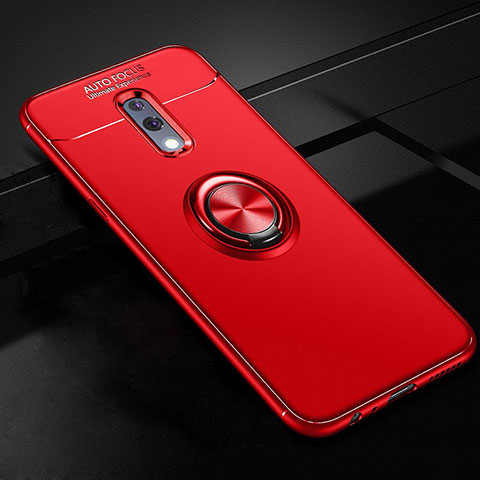 Custodia Silicone Ultra Sottile Morbida Cover con Magnetico Anello Supporto per Realme X Rosso