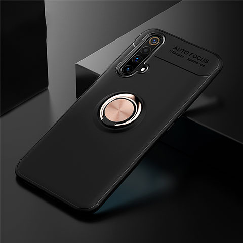 Custodia Silicone Ultra Sottile Morbida Cover con Magnetico Anello Supporto per Realme X3 Oro e Nero