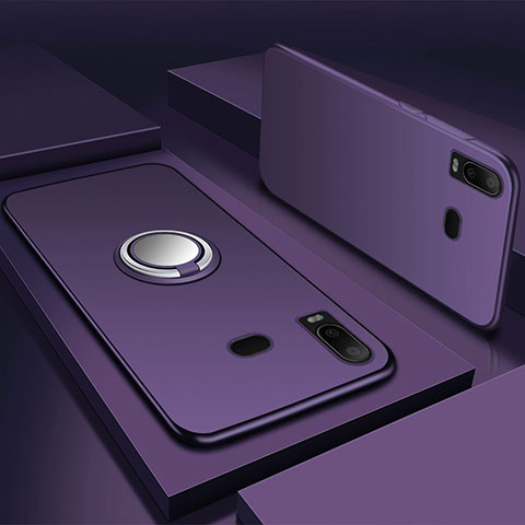 Custodia Silicone Ultra Sottile Morbida Cover con Magnetico Anello Supporto per Samsung Galaxy A6s Viola