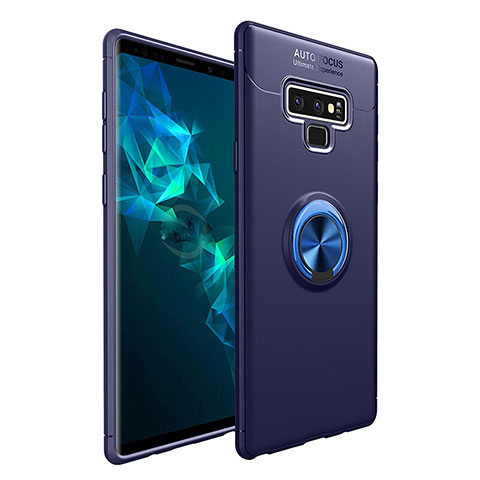 Custodia Silicone Ultra Sottile Morbida Cover con Magnetico Anello Supporto per Samsung Galaxy Note 9 Blu