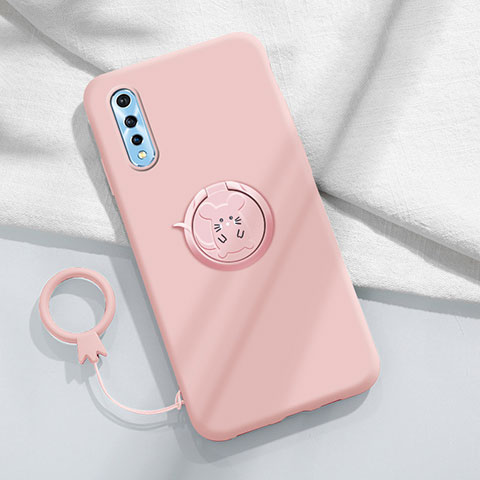 Custodia Silicone Ultra Sottile Morbida Cover con Magnetico Anello Supporto per Vivo Y7s Rosa