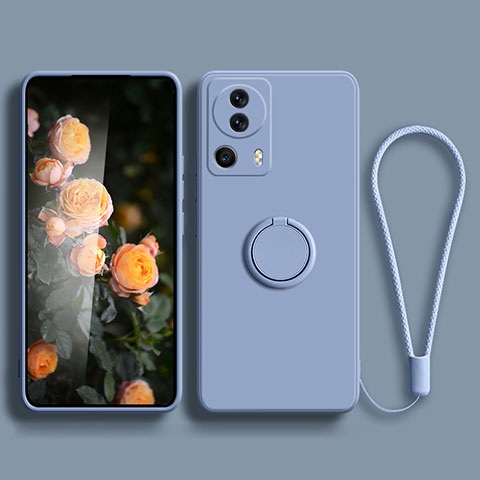 Custodia Silicone Ultra Sottile Morbida Cover con Magnetico Anello Supporto per Xiaomi Civi 2 5G Grigio Lavanda