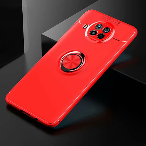 Custodia Silicone Ultra Sottile Morbida Cover con Magnetico Anello Supporto per Xiaomi Mi 10i 5G Rosso