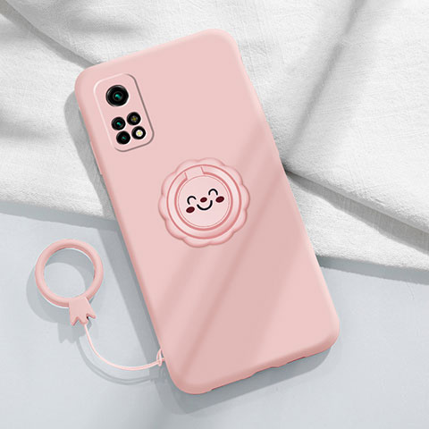 Custodia Silicone Ultra Sottile Morbida Cover con Magnetico Anello Supporto per Xiaomi Mi 10T Pro 5G Rosa