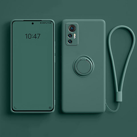 Custodia Silicone Ultra Sottile Morbida Cover con Magnetico Anello Supporto per Xiaomi Mi 12 Pro 5G Verde