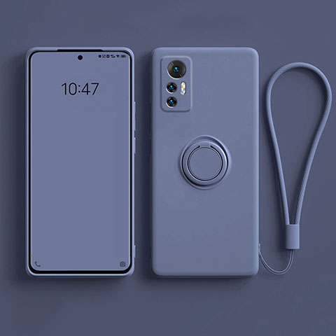 Custodia Silicone Ultra Sottile Morbida Cover con Magnetico Anello Supporto per Xiaomi Mi 12S 5G Grigio Lavanda