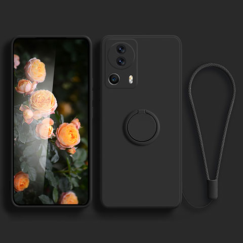 Custodia Silicone Ultra Sottile Morbida Cover con Magnetico Anello Supporto per Xiaomi Mi 13 Lite 5G Nero