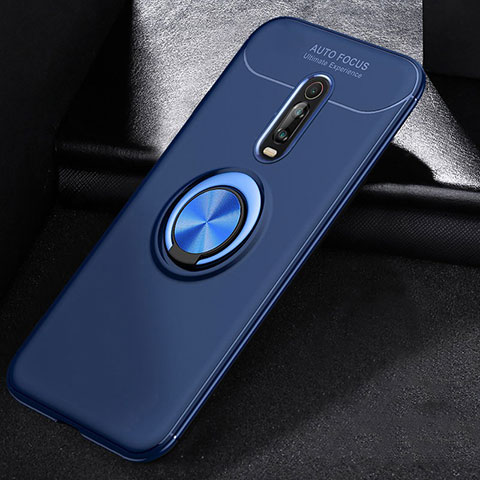 Custodia Silicone Ultra Sottile Morbida Cover con Magnetico Anello Supporto per Xiaomi Mi 9T Pro Blu