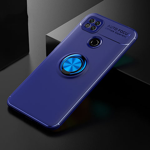 Custodia Silicone Ultra Sottile Morbida Cover con Magnetico Anello Supporto per Xiaomi POCO C3 Blu