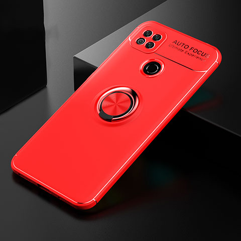 Custodia Silicone Ultra Sottile Morbida Cover con Magnetico Anello Supporto per Xiaomi Redmi 10A 4G Rosso