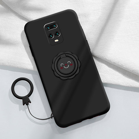 Custodia Silicone Ultra Sottile Morbida Cover con Magnetico Anello Supporto per Xiaomi Redmi 10X Pro 5G Nero