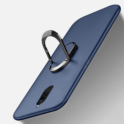 Custodia Silicone Ultra Sottile Morbida Cover con Magnetico Anello Supporto per Xiaomi Redmi 8 Blu