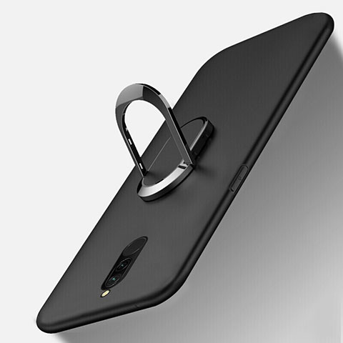 Custodia Silicone Ultra Sottile Morbida Cover con Magnetico Anello Supporto per Xiaomi Redmi 8 Nero