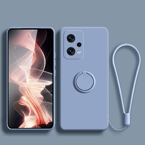 Custodia Silicone Ultra Sottile Morbida Cover con Magnetico Anello Supporto per Xiaomi Redmi Note 12 Pro 5G Grigio Lavanda