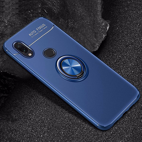 Custodia Silicone Ultra Sottile Morbida Cover con Magnetico Anello Supporto per Xiaomi Redmi Note 7 Blu