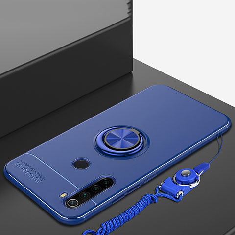 Custodia Silicone Ultra Sottile Morbida Cover con Magnetico Anello Supporto per Xiaomi Redmi Note 8 (2021) Blu