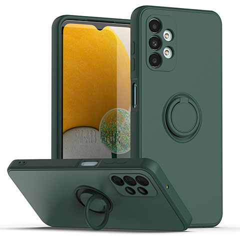 Custodia Silicone Ultra Sottile Morbida Cover con Magnetico Anello Supporto QW1 per Samsung Galaxy A13 4G Verde Notte